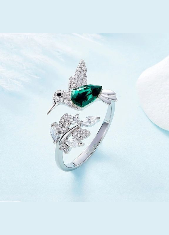 Жіноче сріблясте кільце з кристалами No Brand Жіноча каблучка (342066046)