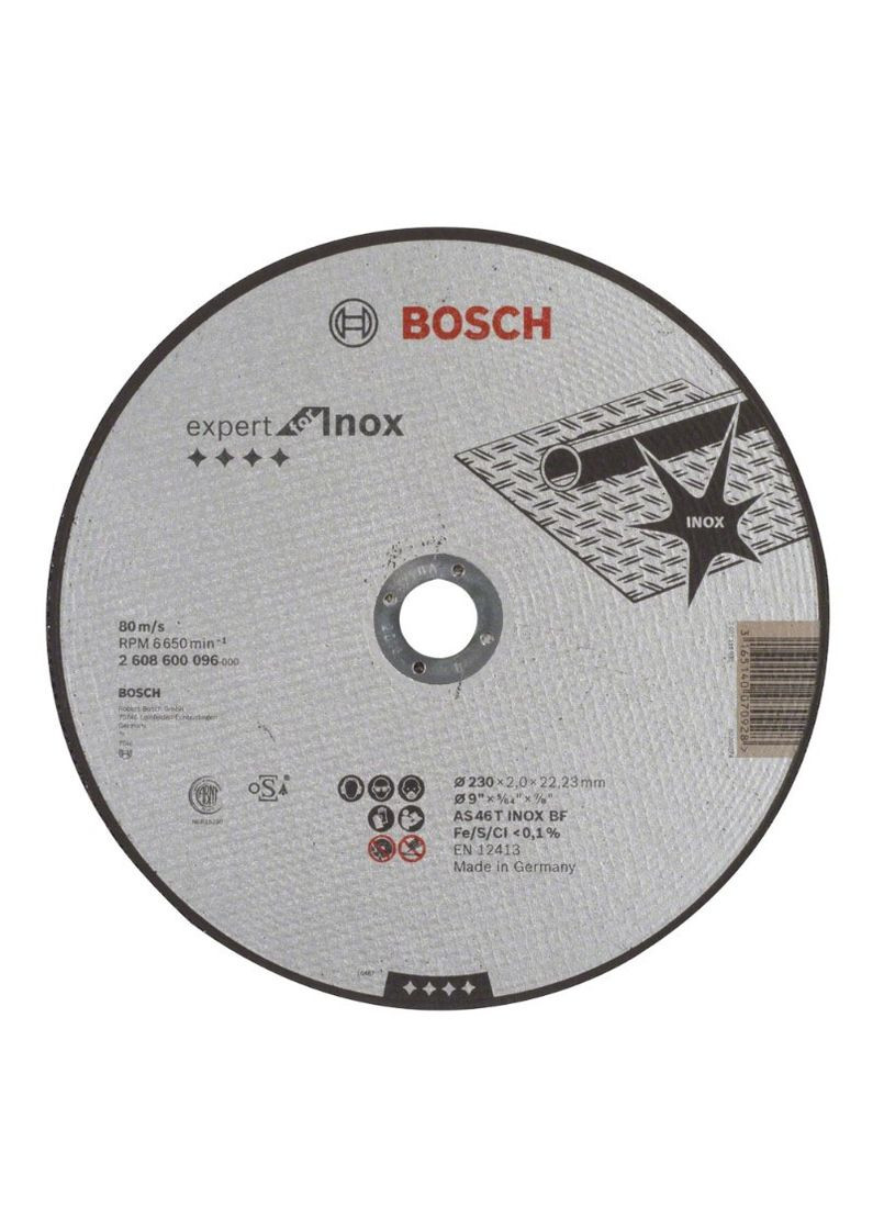 Відрізний диск Expert for Inox (230х22.23 мм) круг по нержавіючій сталі (23239) Bosch (267819067)