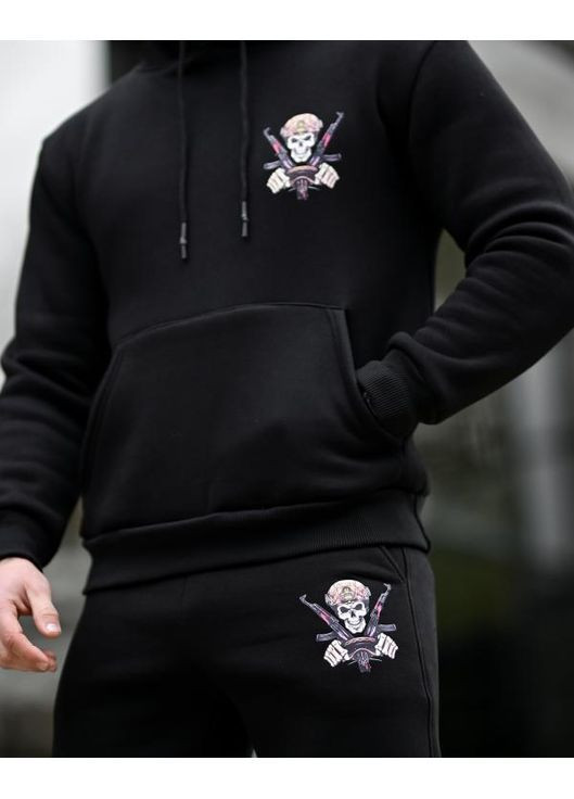 Тактичний чоловічий зимовий костюм на флісі Дівчина чорний No Brand