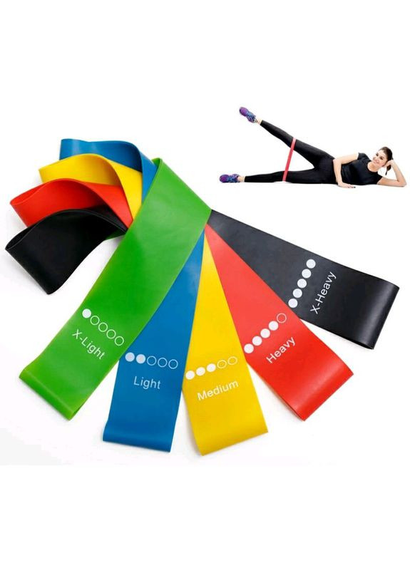 Гумка еспандер для фітнесу 5 шт з чохлом Фітнес стрічки для дому та залу гумки для йоги U-Powex (301088716)