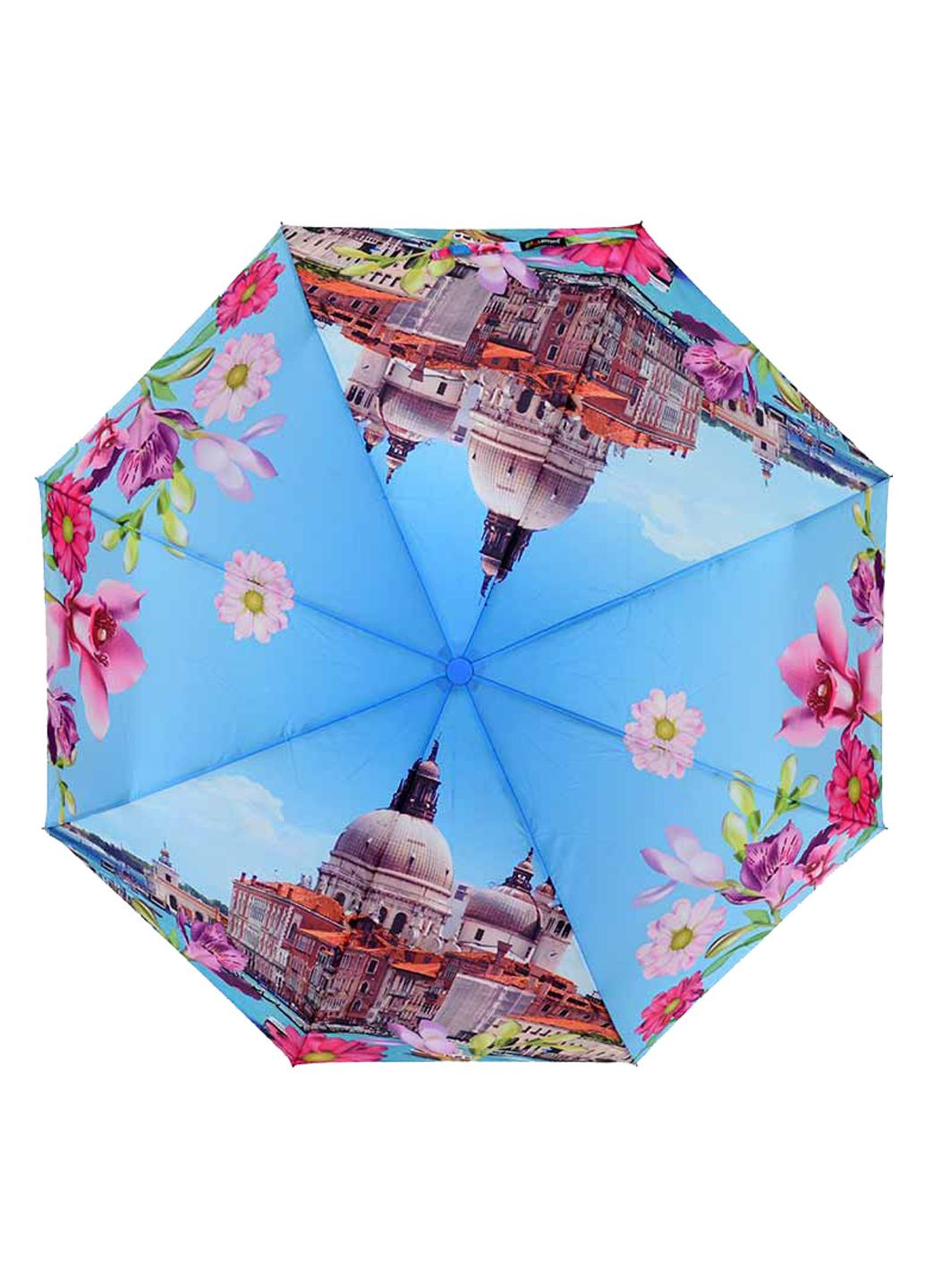 Блакитна парасолька складана 813-04 напівавтомат різноколірний Lantana середня система антивітер (342745459)
