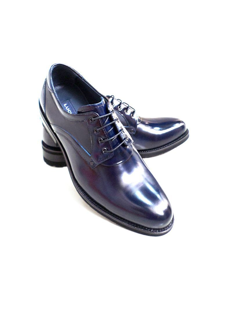 Туфлі дербі чоловічі сині шкіряні. Luciano Bellini (369544190)