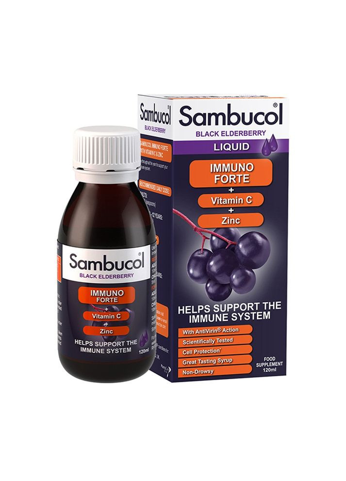 Черная бузина с витамином С и Цинком сироп для взрослых и детей от 3 лет 120 мл Sambucol (277812711)