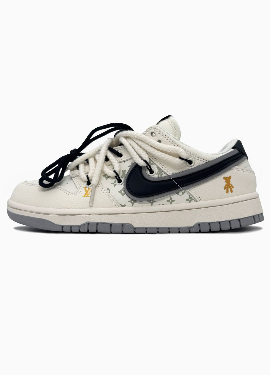 Белые демисезонные кроссовки мужские и женские nike sb x louis vuitton glommy bear white black | найк сб луи виттон белые No Brand