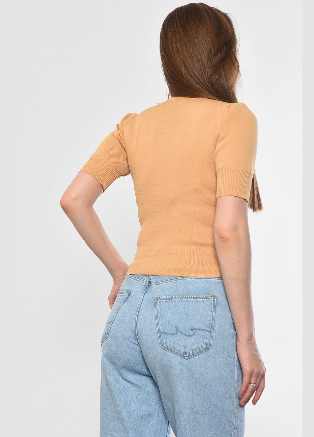 Жіноча футболка бежевого кольору Let's Shop - (299147788)