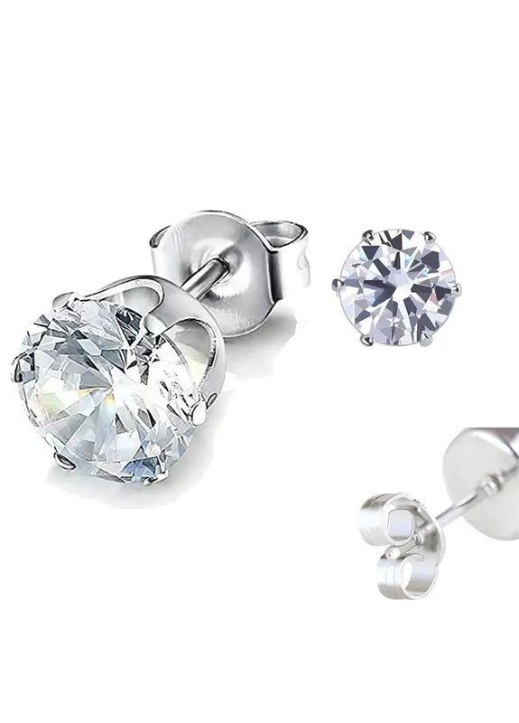 Маленькая серьга-гвоздик в ухо из медицинской нержавеющей стали с прозрачным камнем 1 шт. 6 мм Fashion (304290400)