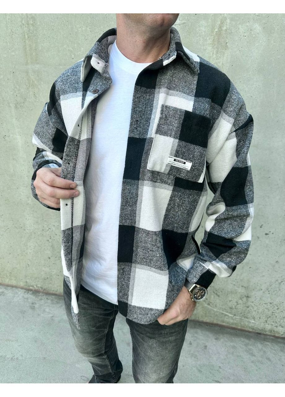 Черно-белая повседневный, кэжуал рубашка в клетку No Brand