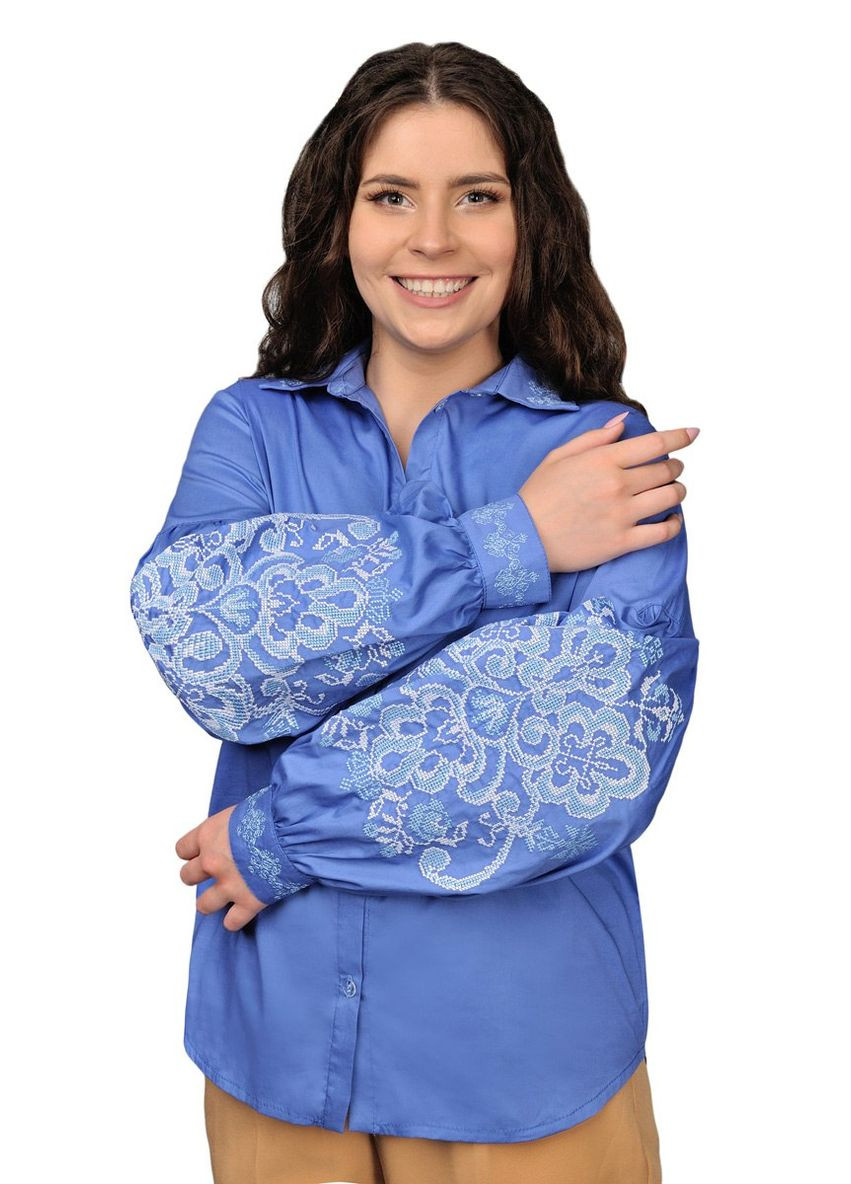 Женская коттоновая вышиванка с вышивкой (голубой) Golfstream (283256159)
