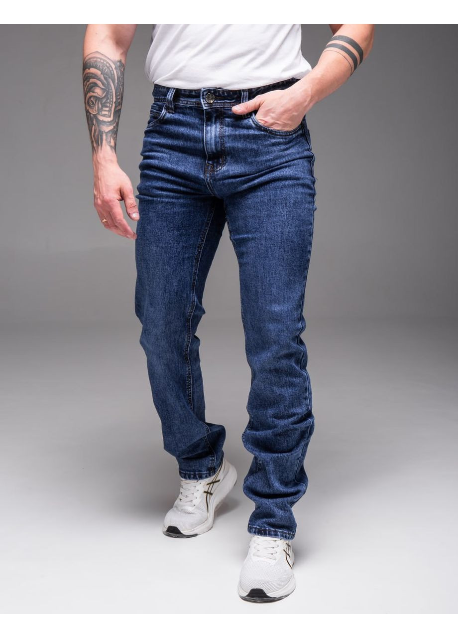 Синие демисезонные прямые классические мужские джинсы Vakko