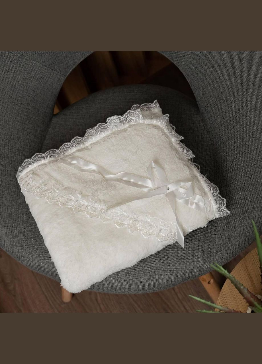 Крестильный крестец с кружевом микрофибра 90x90 см детский Белый No Brand (323160695)