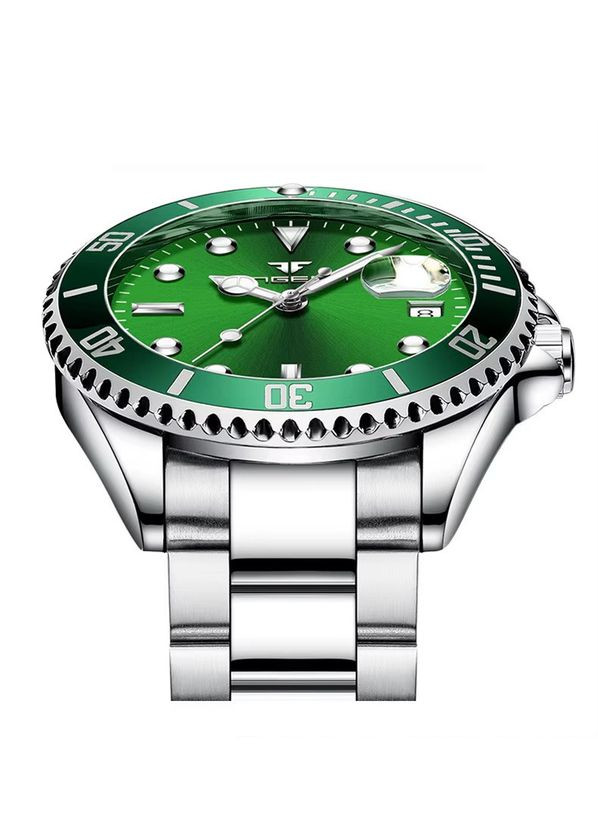 Часы мужские на руку с безелем Серебро с зеленым циферблатом (код: IBW911SG) Fngeen (331902246)