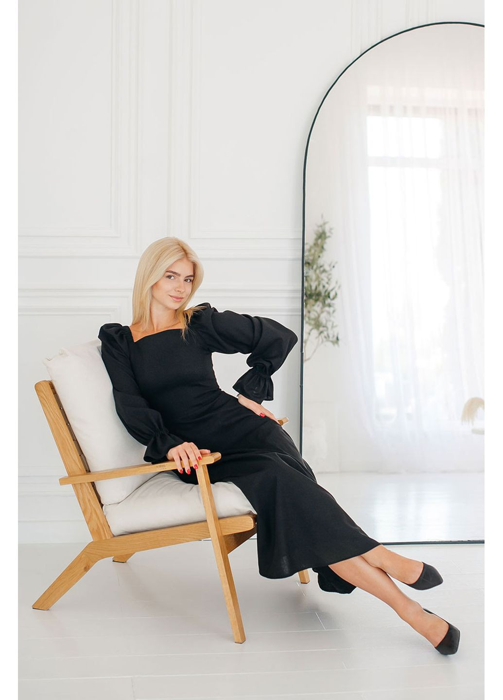 Чорна сукня dawn linen dress Lana Bryk однотонна