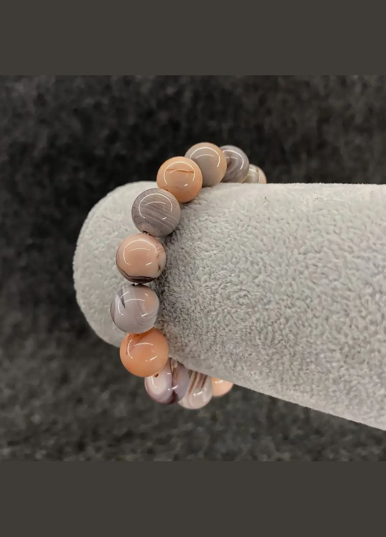 Браслет Агат Ботсвана розовый натуральный камень d-12мм L-17-18см No Brand браслет (304292174)