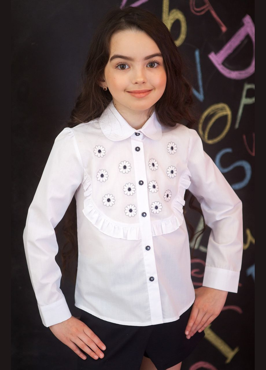 Блузка мод. 5075д із вишитими ромашками Світ блуз (330615124)