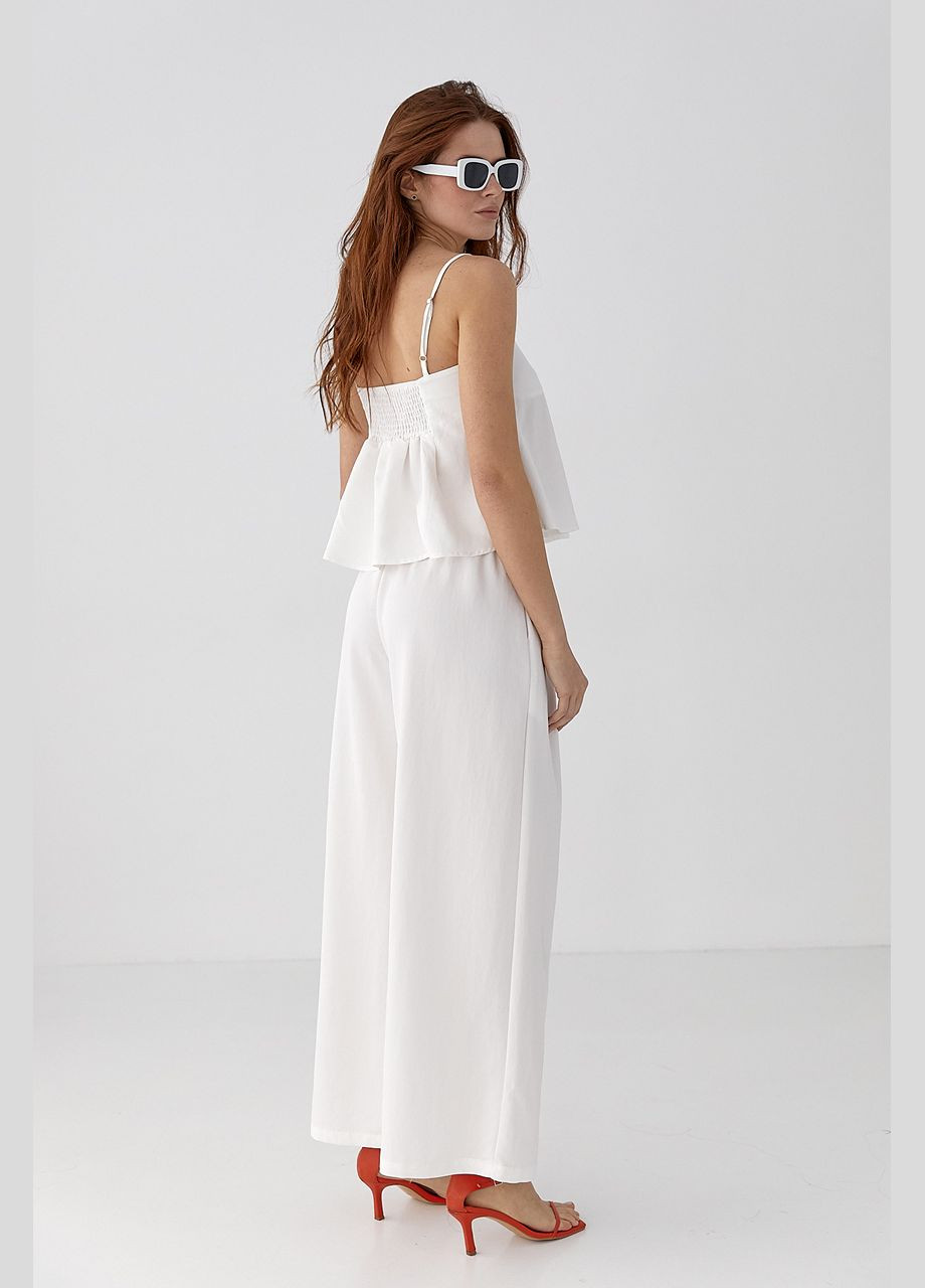 Літній костюм із брюками та топом на бретелях - молочний колір Lurex (335077395)