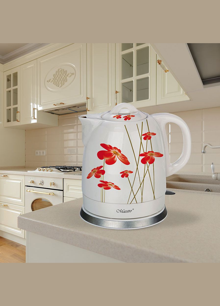 Электрочайник керамический 1.5 л (MR-066-RED FLOWERS) Maestro (328601078)