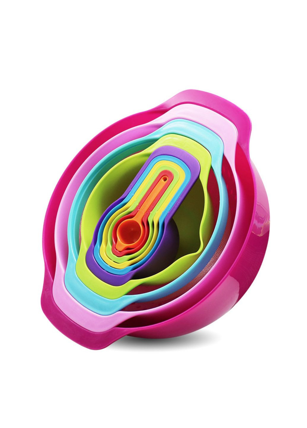 Набір кухонних мисок із мірними ложками Веселка 10 в 1 No Brand (315633154)