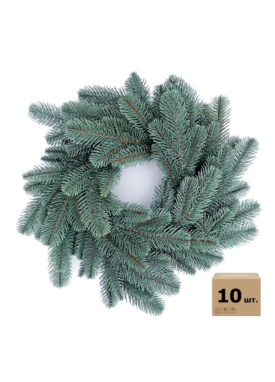 Венки хвойные рождественские Lux литые d-40 см голубые (упаковка 10 шт.) HVOYA (370161931)
