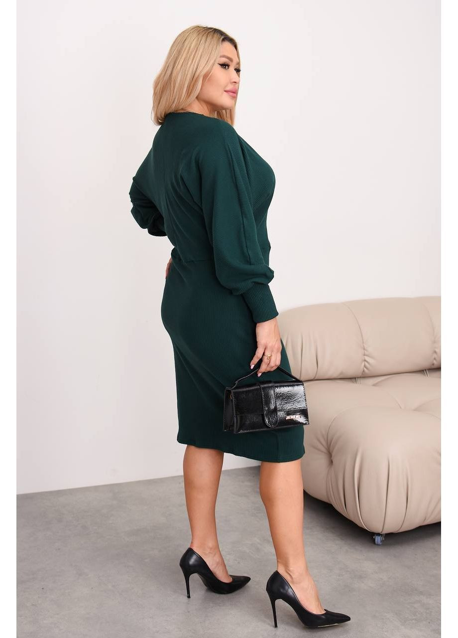 Изумрудное повседневный, коктейльное, кэжуал женское платье силуэтная No Brand однотонное