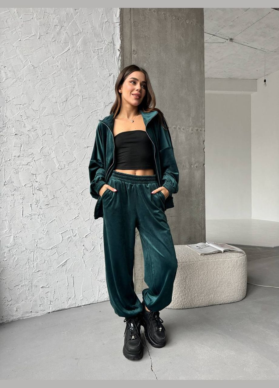 Жіночий якісний велюровий костюм на блискавці No Brand (322288898)