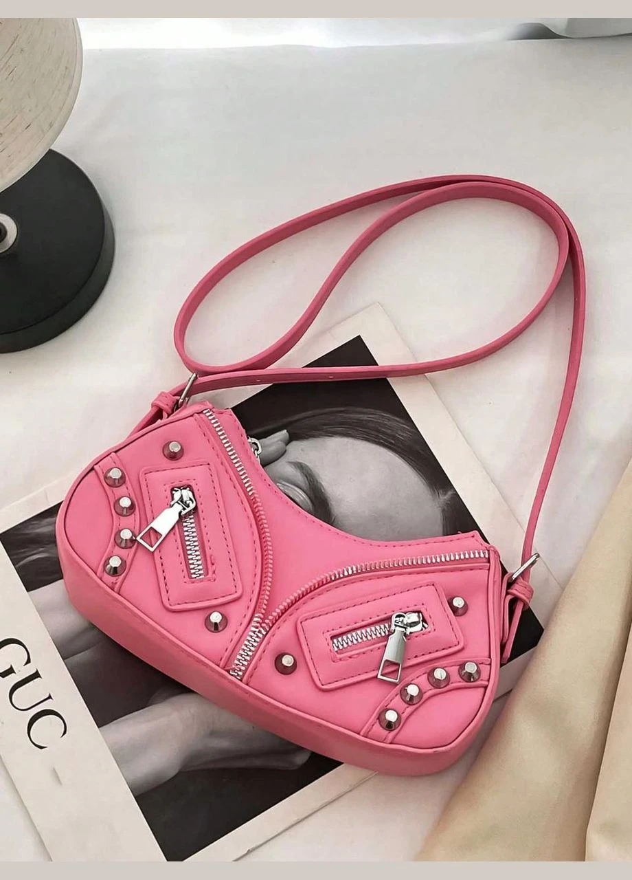 Жіноча сумка 10365 багет крос-боді рожева No Brand (306709551)