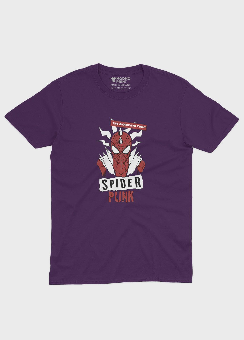 Фиолетовая демисезонная футболка для мальчика с принтом супергероя - человек-паук (ts001-1-dby-006-014-019-b) Modno