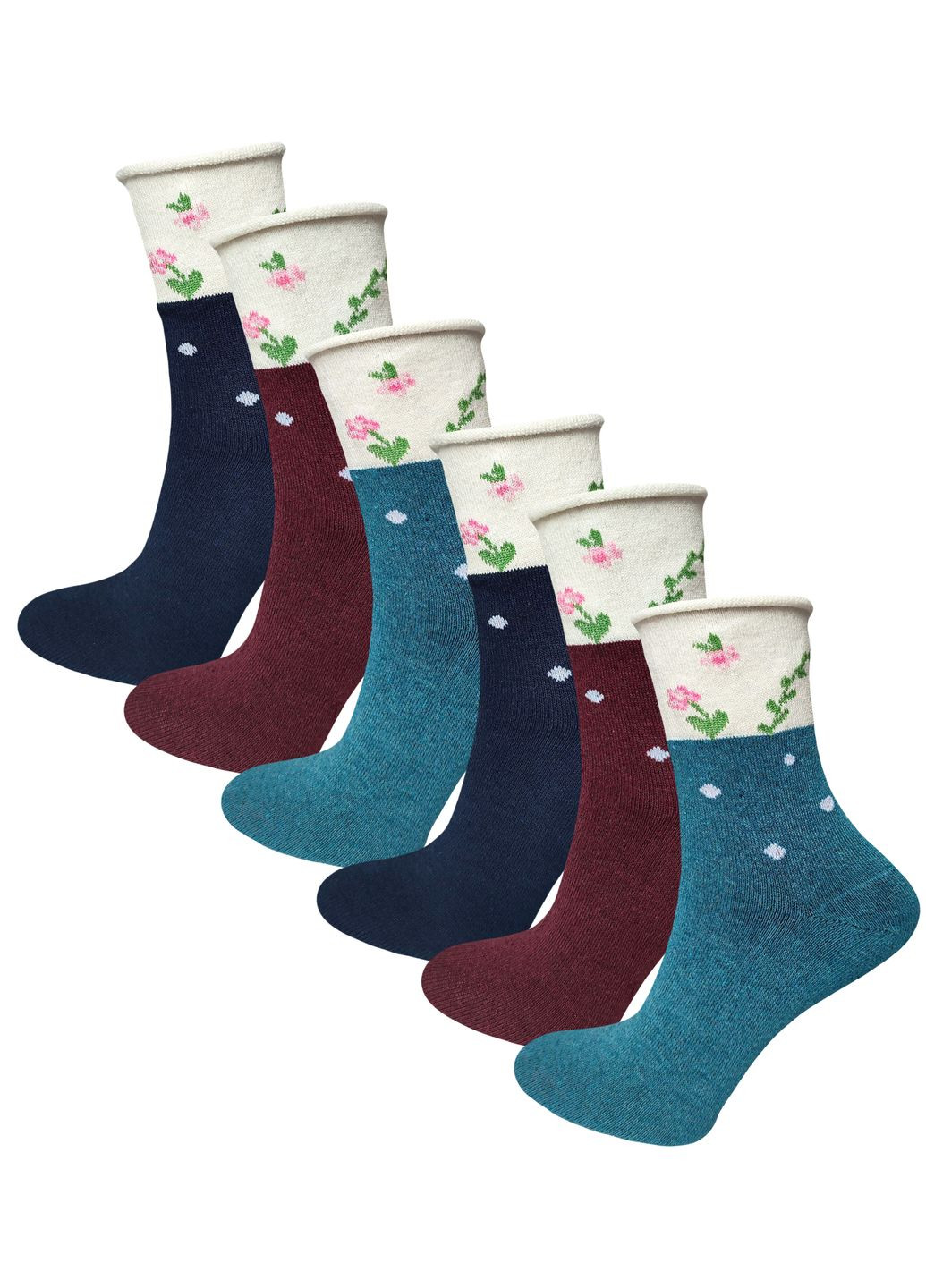 Комбіновані шкарпетки жіночі без гумки медичні 6 пар 249/6 р.36-40 XTeam квіткові (351581651)