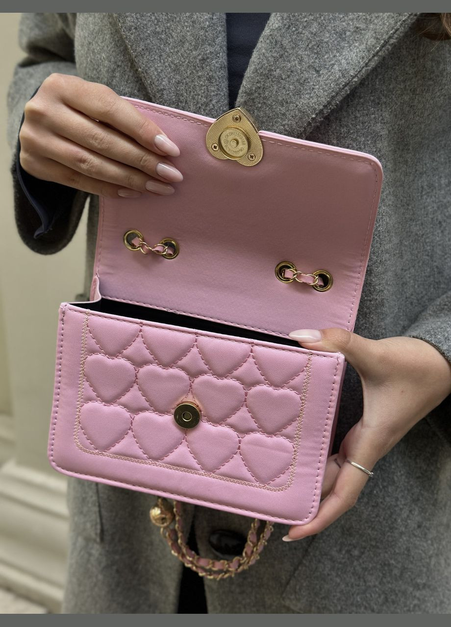 Жіноча сумка 1027 крос-боді на цепочці рожева No Brand (303323004)