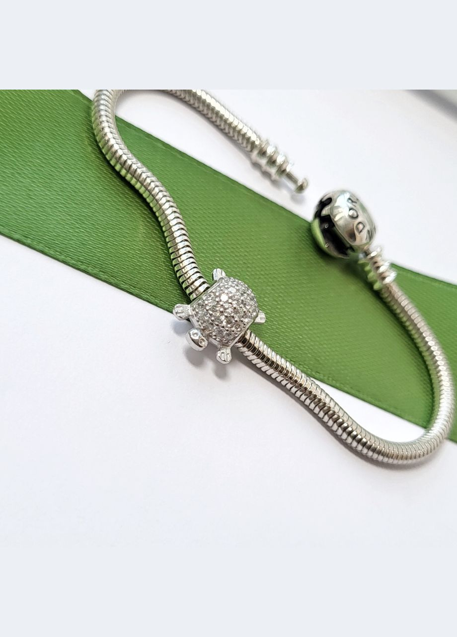 Серебряный шарм Черепашка в Белых камнях серебро 925 пробы Родированное 3605 1.35г No Brand (306741636)