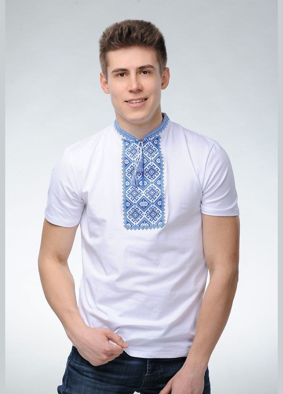 Біла чоловіча вишиванка Melanika трикотаж (295353065)