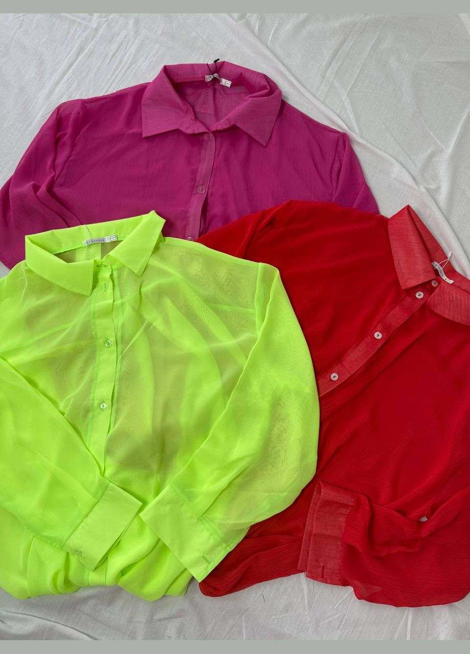 Кислотно-жёлтая кэжуал рубашка однотонная Adelante с длинным рукавом