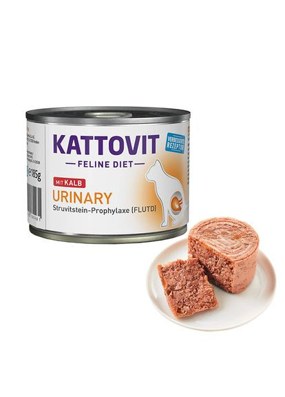 Лечебный влажный корм Veterinary Urinary Veal для кошек с заболеваниями нижних мочевыводящих путей 185г (4000158780461) Kattovit (352060850)