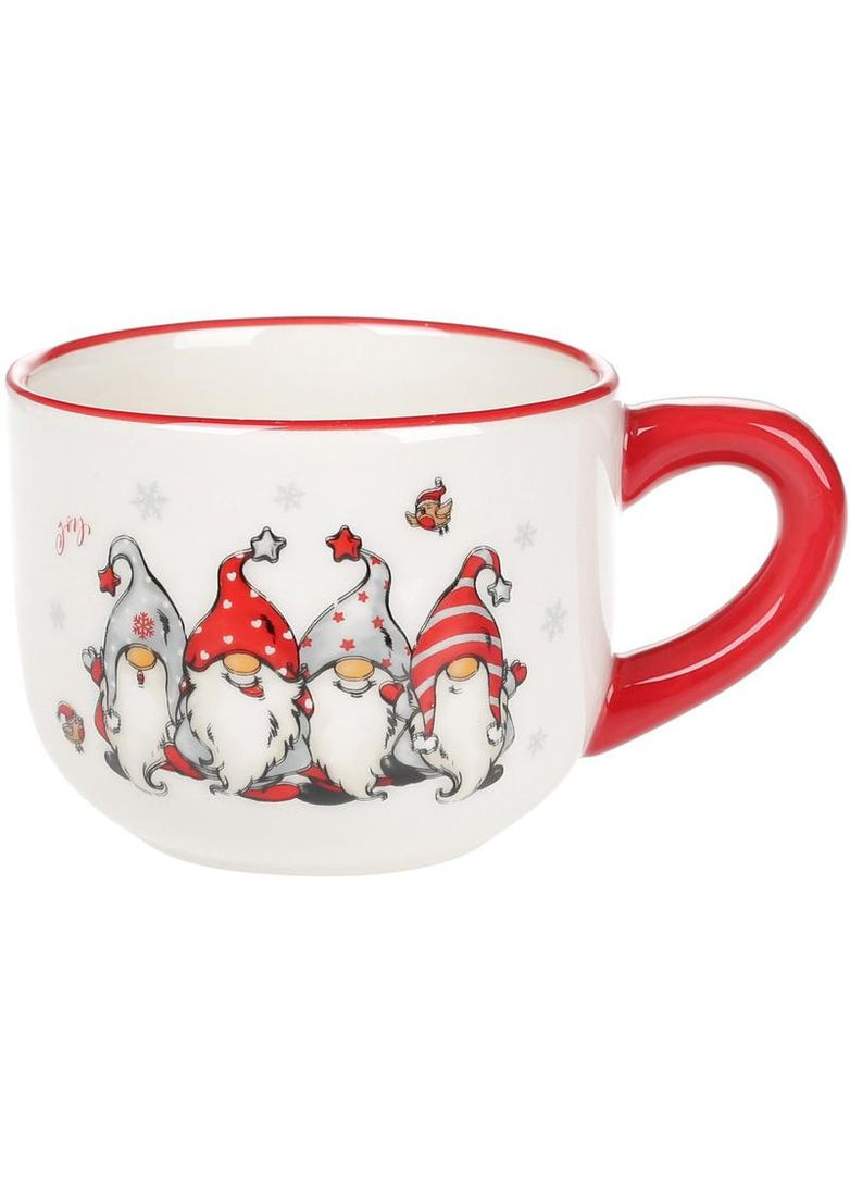 Кружка керамічна Веселі гноми 500мл бульйонниця для супу та чаю з об'ємним малюнком гномиків Bona (368978651)