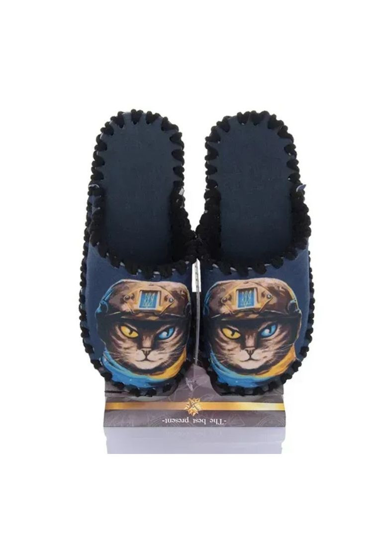 Мужские тапки комнатные фетровые 42/43 44/45 46/47 синие Котик ВСУ Po Fanu (324626321)