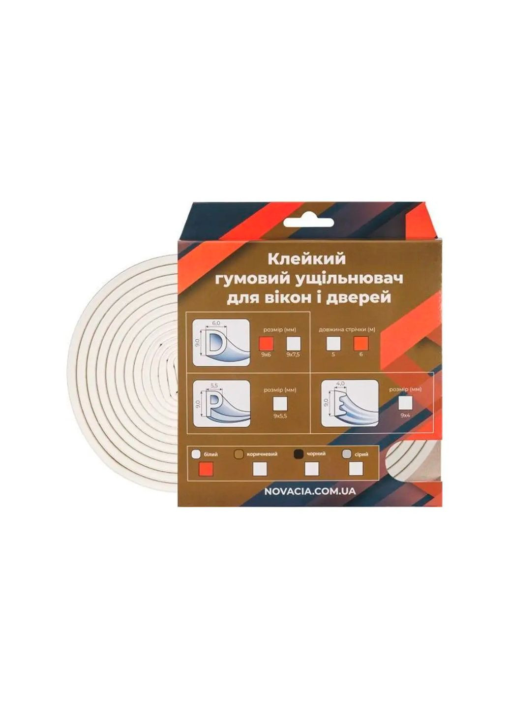 Уплотнитель резиновый самоклеящийся для окон и дверей 6 м, защита от пыли и шума Kamille (360891784)