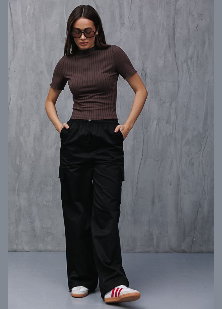 Жіночі штани карго сірі із затяжками внизу Arjen (289756757)