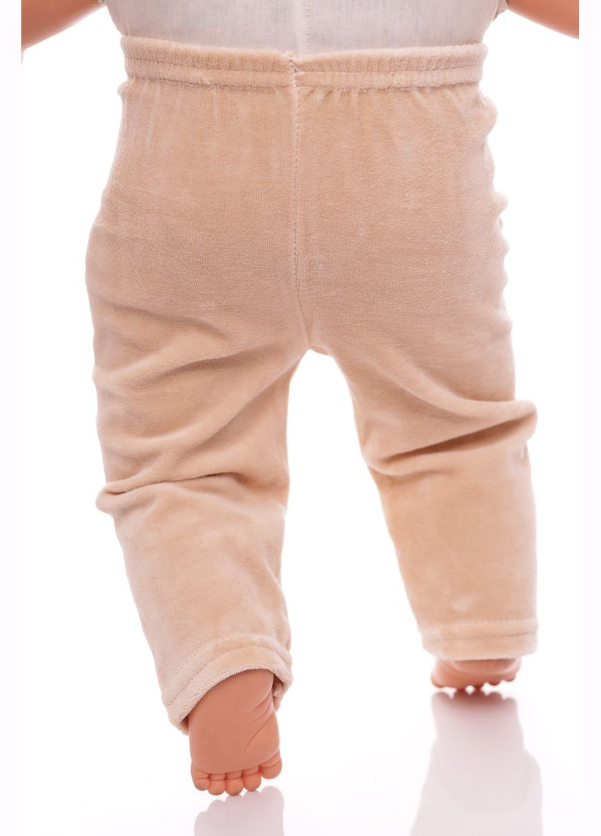 Бежевий зимній костюм з довгим рукавом для хлопчика велюровий з ведмедиками бежевий 68 см (26608) BABYKROHA