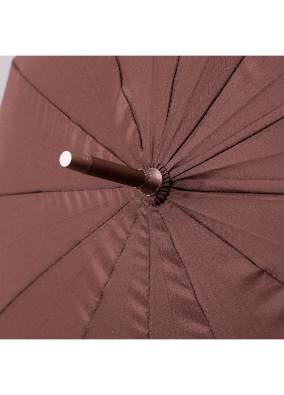 Коричневый классический зонт-трость с чехлом полуавтомат из полиэстера прочный надежный 12 спиц диаметр 120см hp-23-16br Yiwu (369673481)