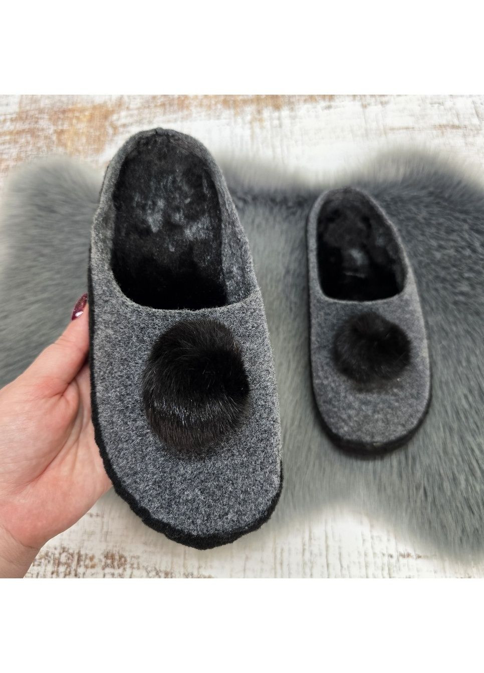 Серые тапочки домашние No Brand