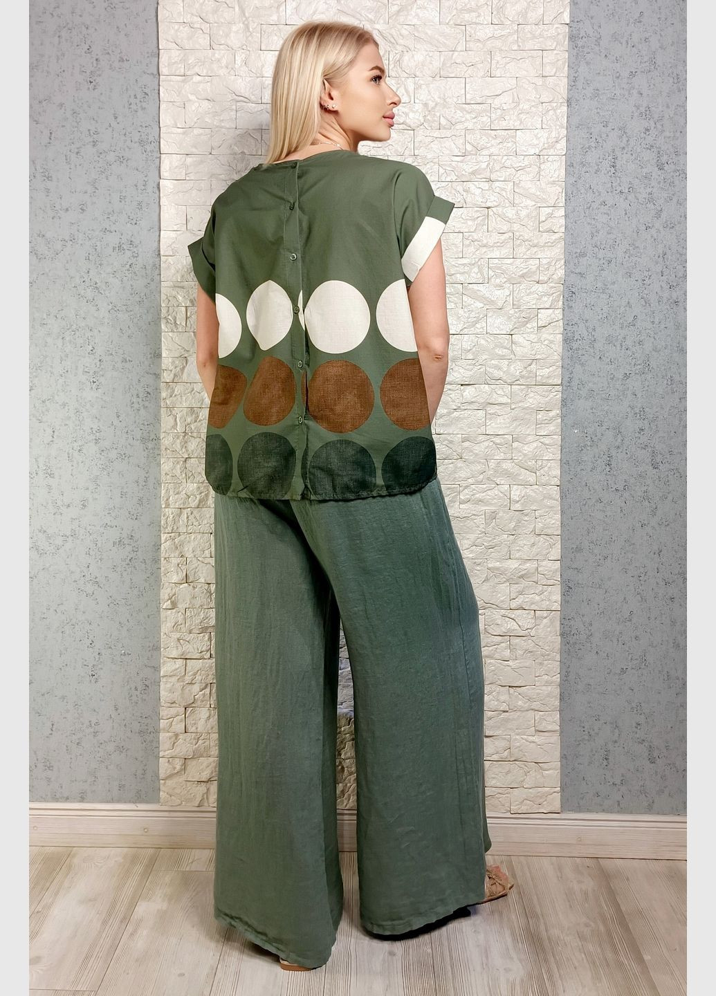 Штани Puro Lino палаццо лляні з розрізами та гудзиками (336164469)