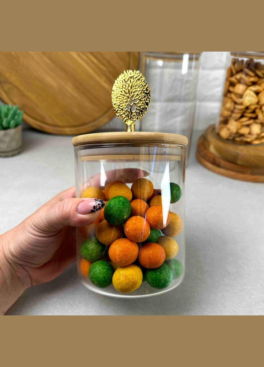 Стеклянная банка для хранения с бамбуковой крышкой 750 мл Дерево Madeira No Brand (366818162)