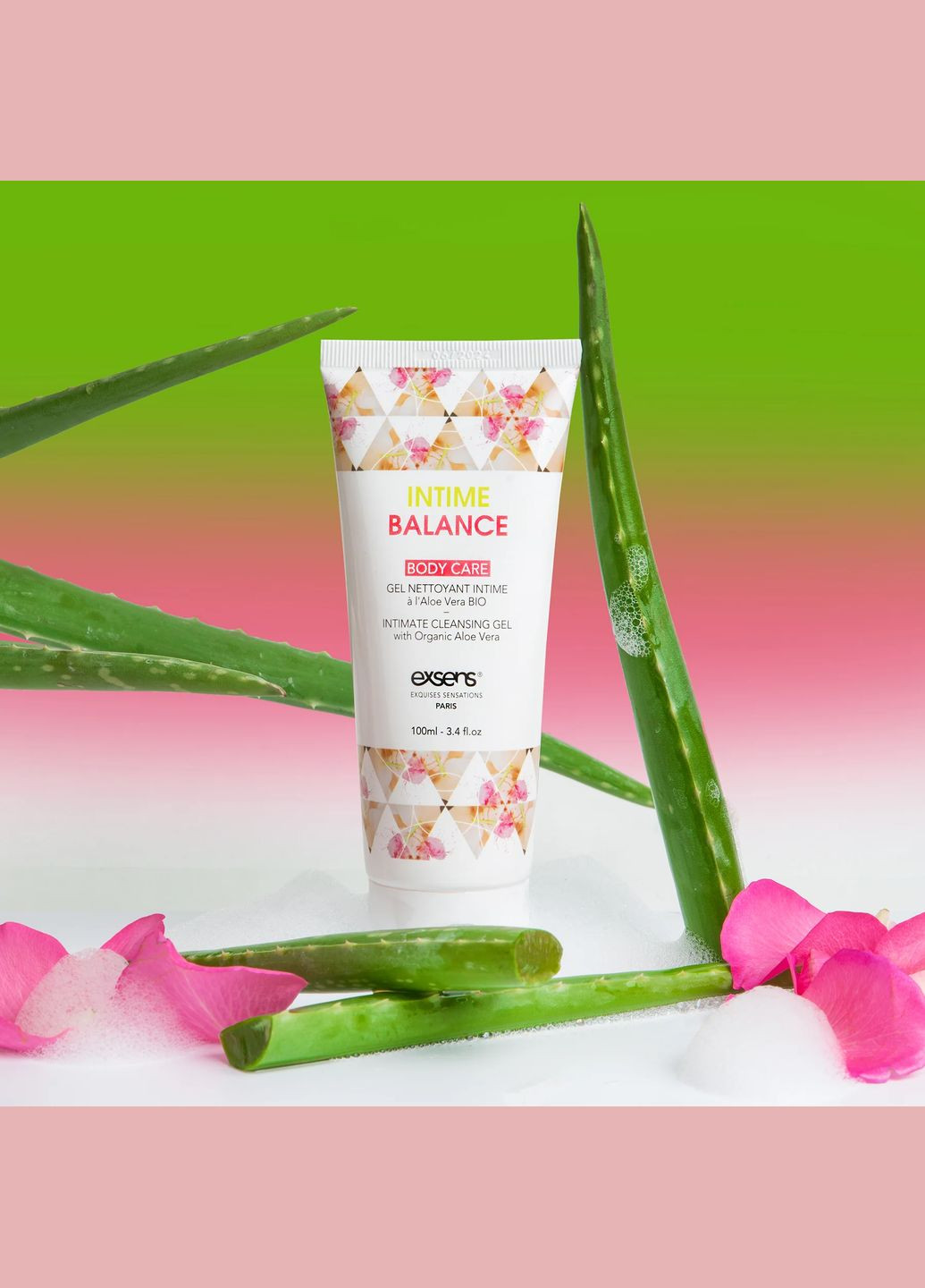 Гель для интимной гигиены Intime Balance, 100 мл, с экстрактом листьев органического алоэ - CherryLove Exsens (330619863)