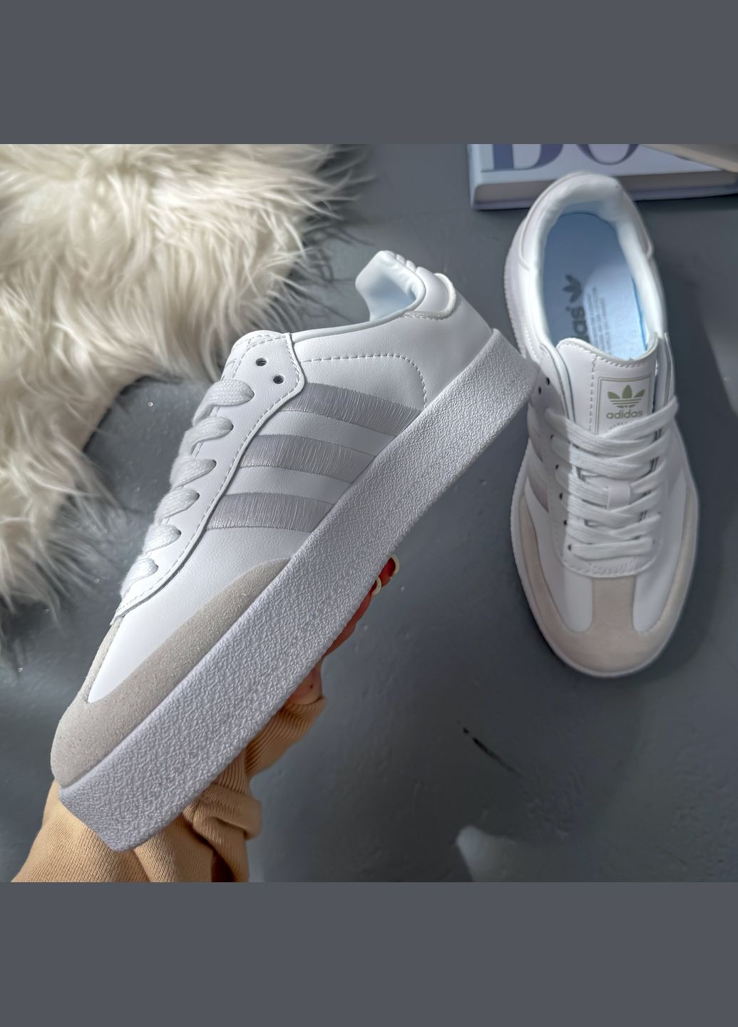Кроссовки женские и мужские Adidas Samba XLG White | Адидас Самба XLG белые No Brand белые демисезоны (347640471)