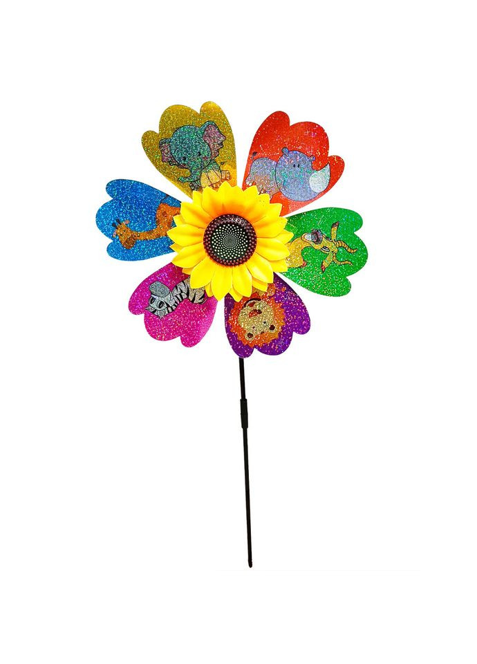 Дитячий вітрячок "Тварини" МR 1225-3 квітка діаметром 28 см, паличка 48 см Bambi (334149556)