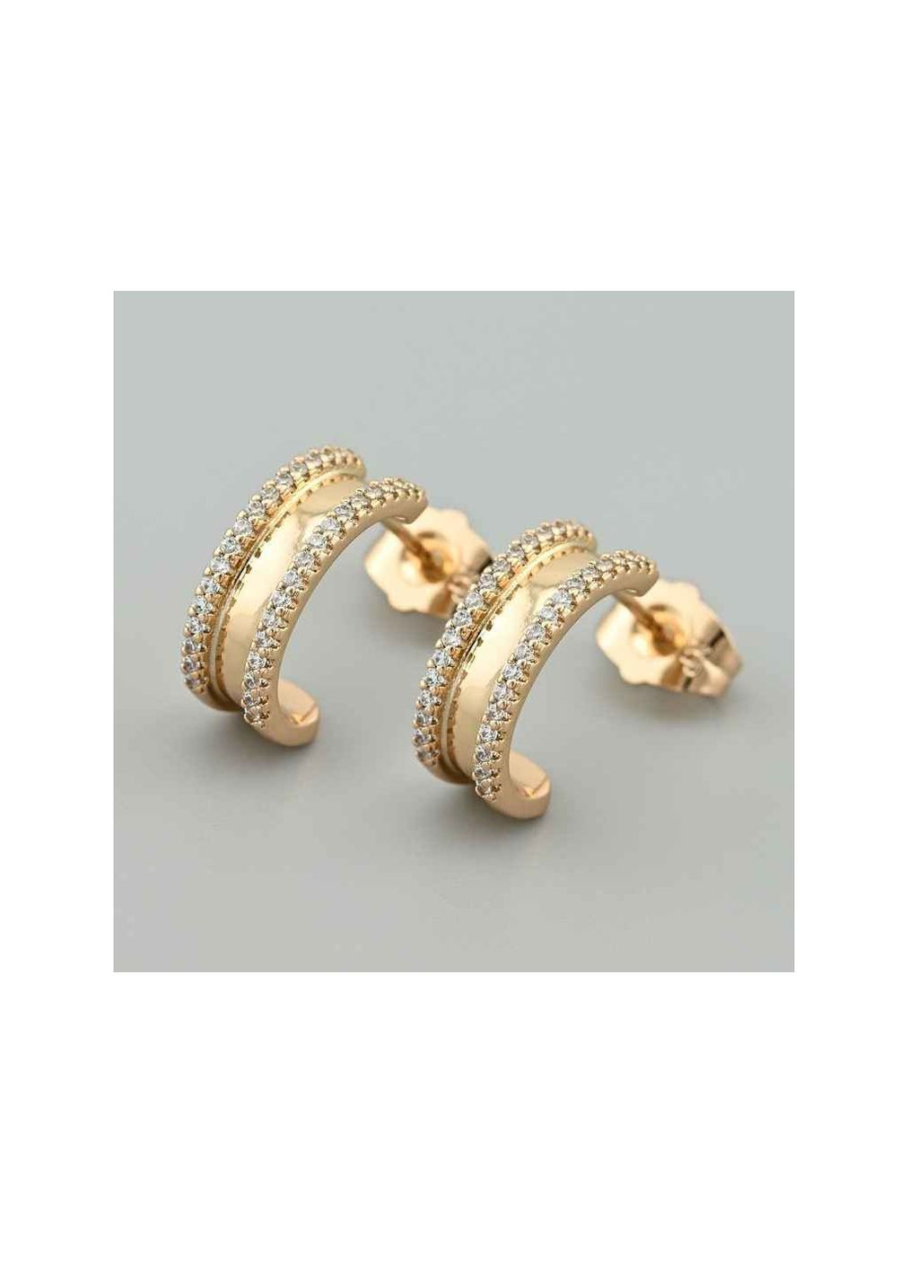 Серьги пусеты 46915 размер 15х6мм белые фианиты вес 3.0г позолота 18К Xuping Jewelry (369145322)