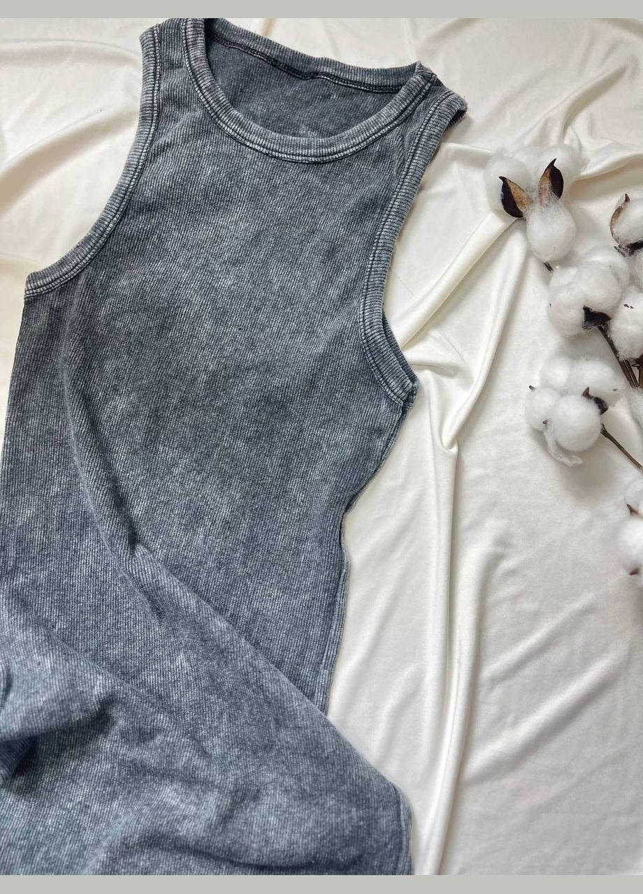 Графитовое кэжуал платье меди в рубчике с эффектом вываривания MonCher