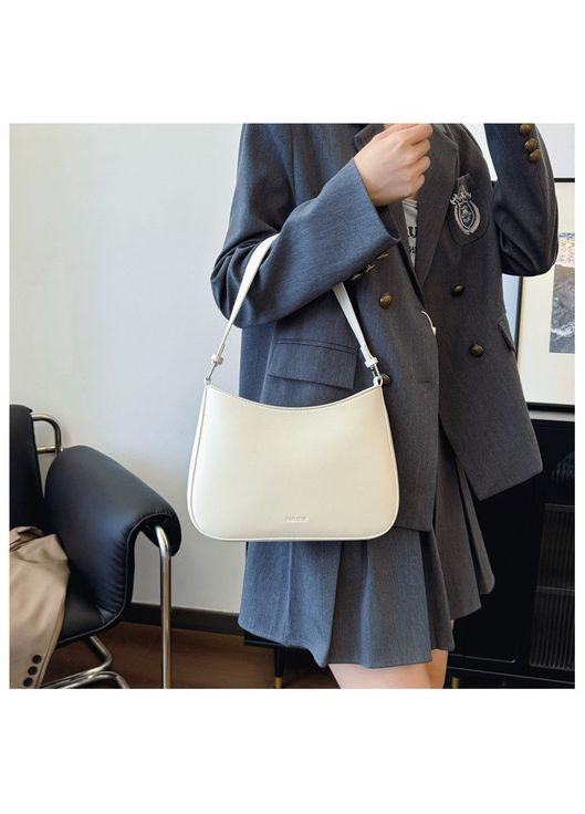 Женская классическая сумка 3222 через плечо клатч на короткой ручке багет белая молочная No Brand (313235585)