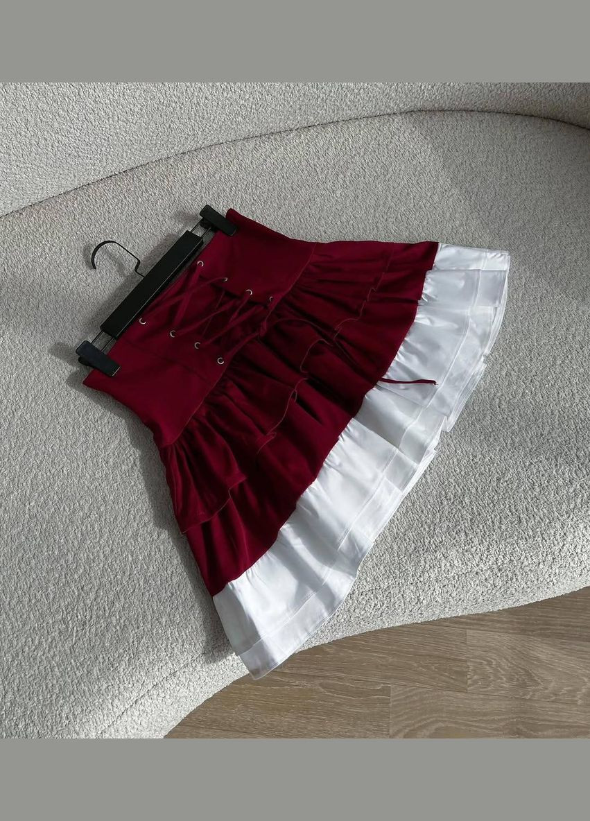 Бордовая повседневная, кэжуал, коктейльный, вечерний женская юбка No Brand