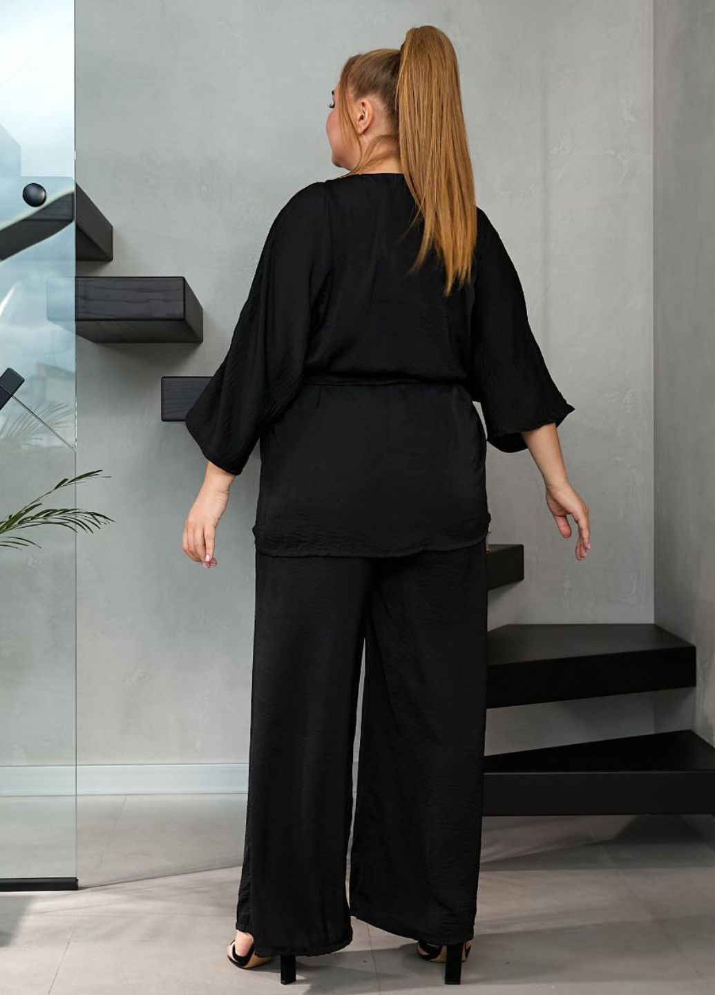 Костюм с рубашкой-кимоно и брюками-палаццо No Brand (293149391)
