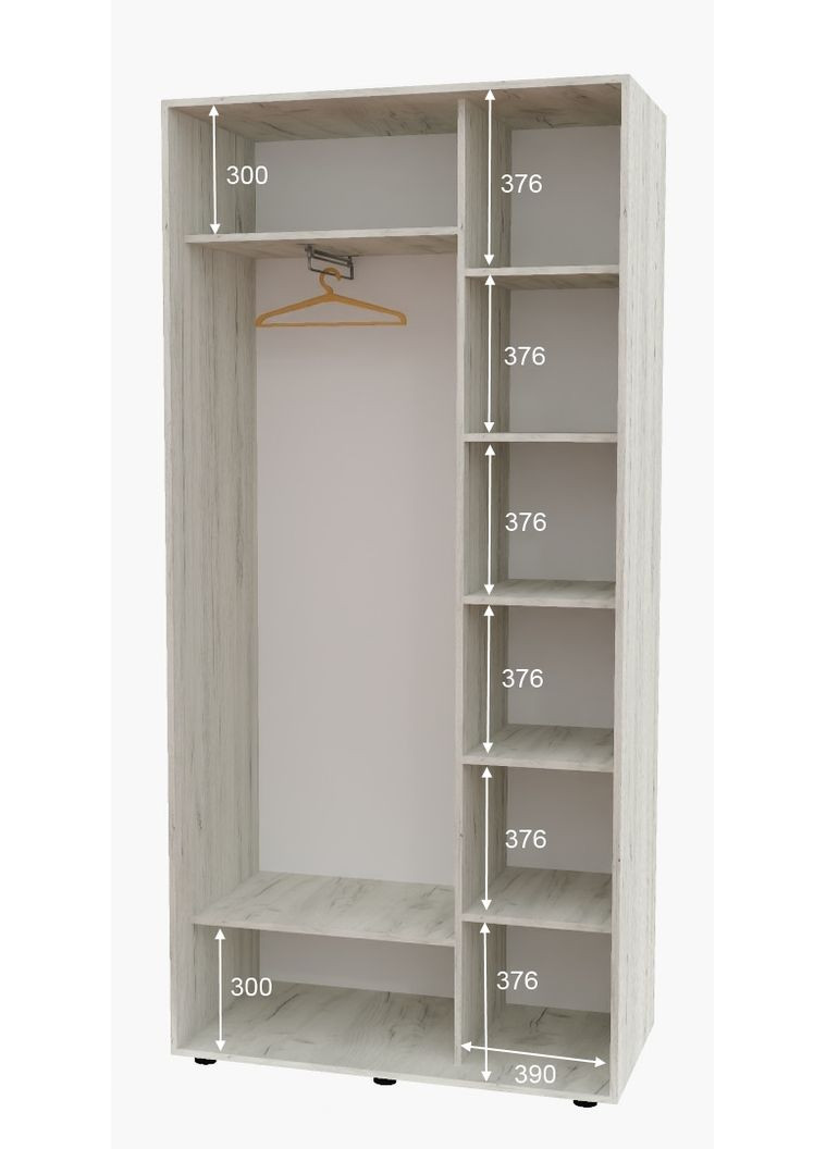 Шкаф-купе двухдверный 130*45*250 Дуб крафт белый Зеркало с пескоструйным рисунком Алекса (360479531)